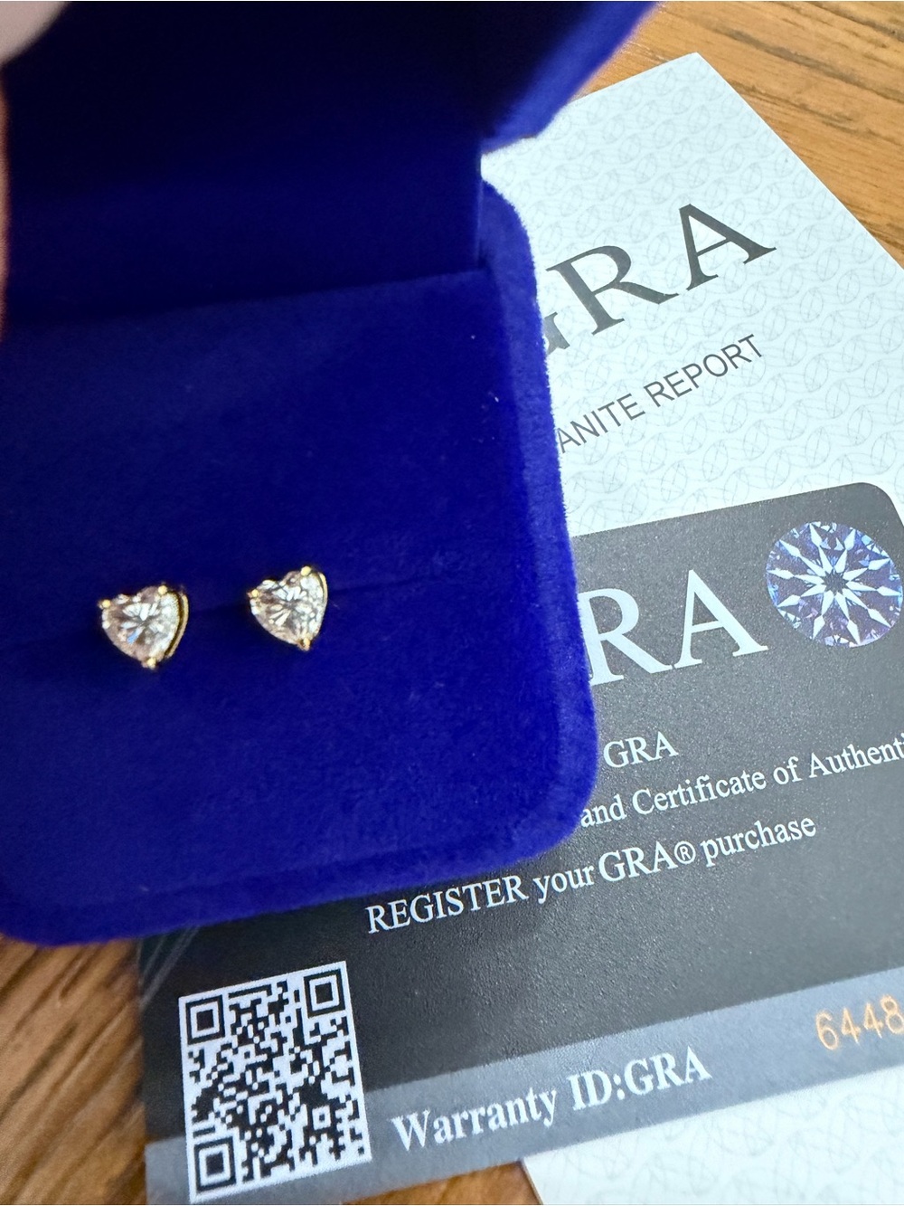 1CTW. Moissanite Heart Stud Earrings in Gold